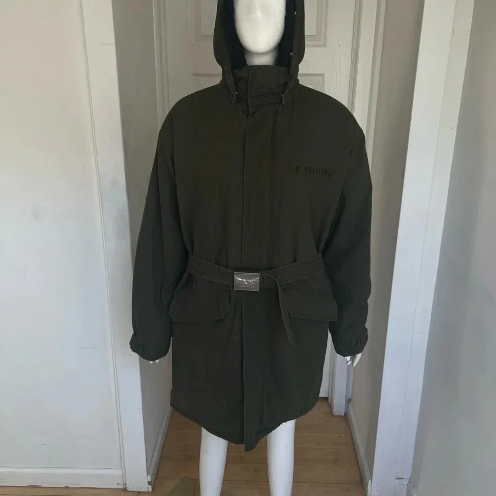 NWT $998 Zadig & Voltaire Kiwi Canvas Khaki Green Parka Coat Faux Fur Lined Sz M